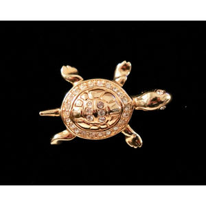 SWAROVSKI Signed S.A.L. Gold Tone Crystal Turtle Brooch/Pin